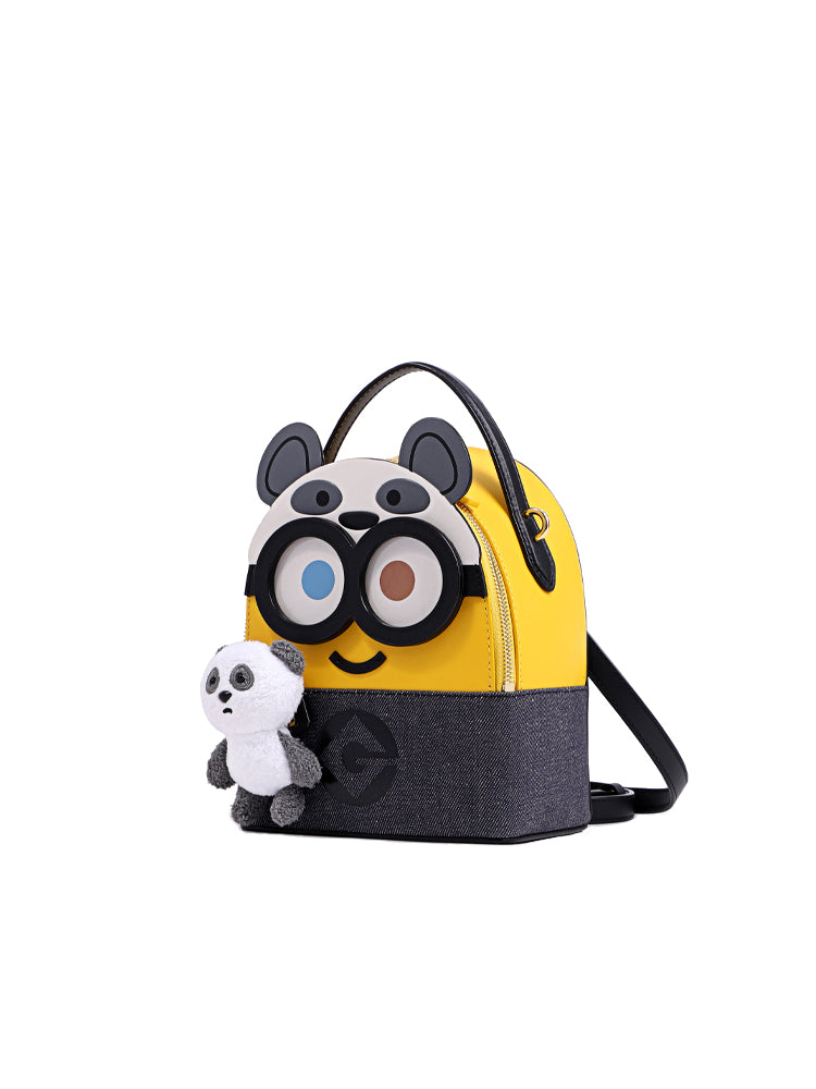 Minions Denim with Leather Backpack - Panda