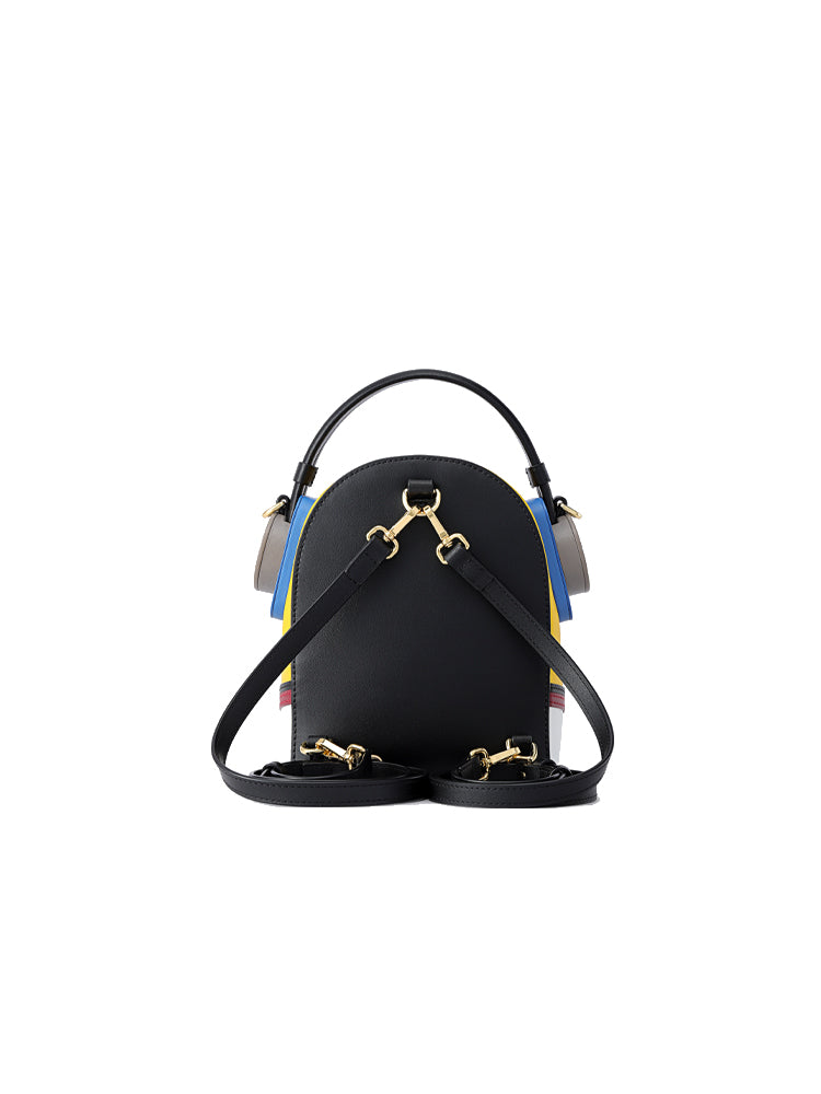 Minions Denim with Leather Backpack - Sport Wear with Earphone