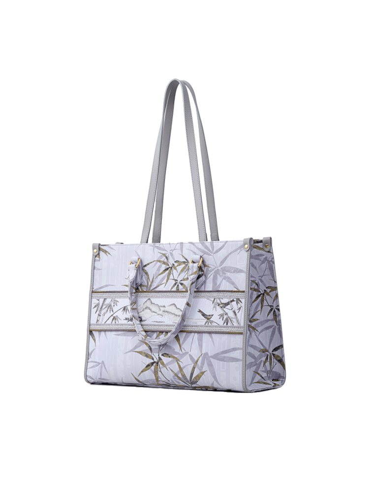 Bamboo Jacquard with Cow Leather Crossbody & Shoulder Bag