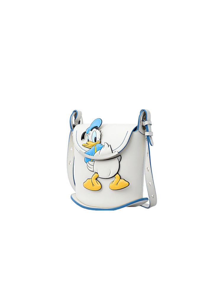 Donald Duck White Leather Square Crossbody & Shoulder Bag