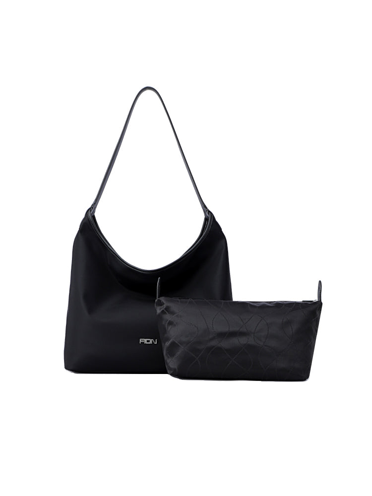 Nylon with Leather Tote Bag