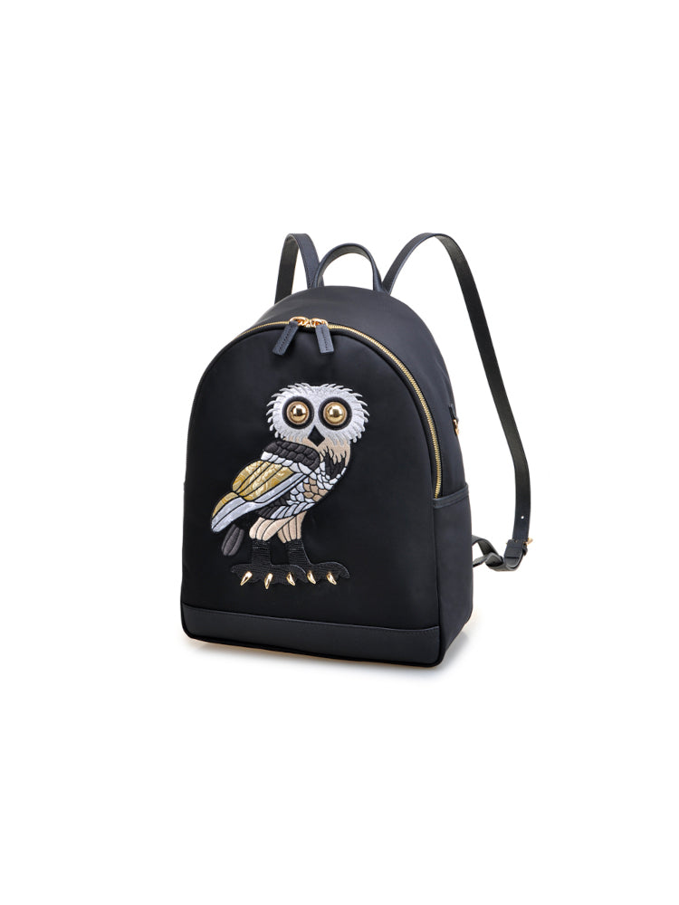 FION X The British Museum Greek Owl Jacquard with Leather Backpack