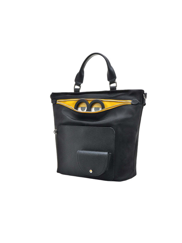 Minions Jacquard with Leather Top Handle Handbag