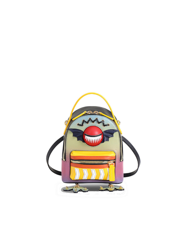 Little Mons Jacquard with Leather Backpack-Medium