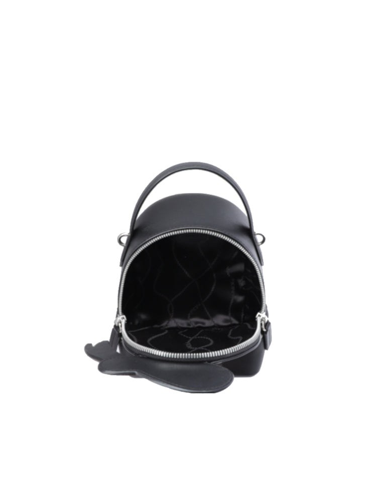 Donald Duck Black Embroidered Leather Backpack