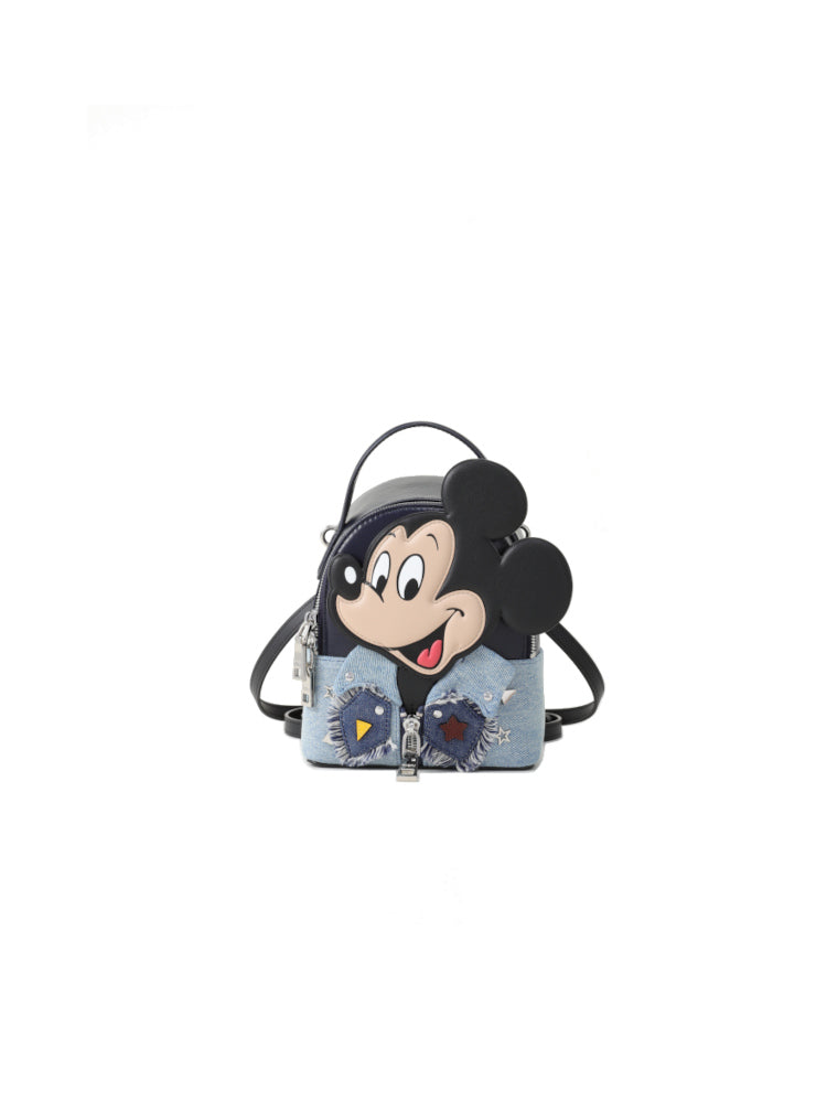 Mickey Mouse Denim with Leather Backpack – FION ASIA