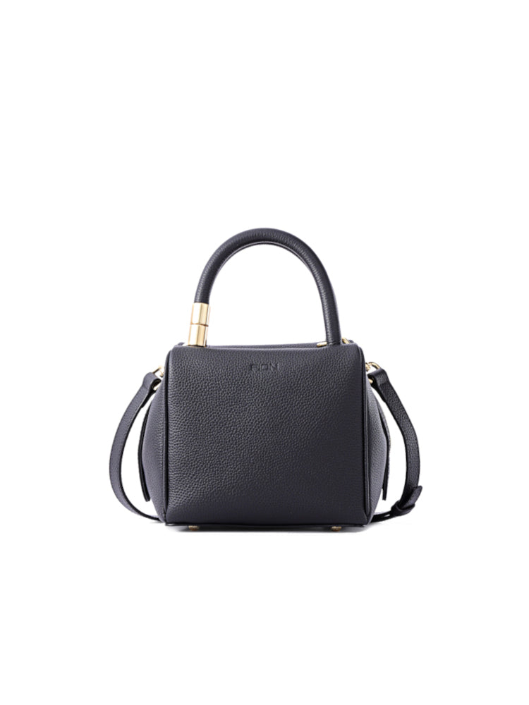 Cube Leather Top Handle Bag