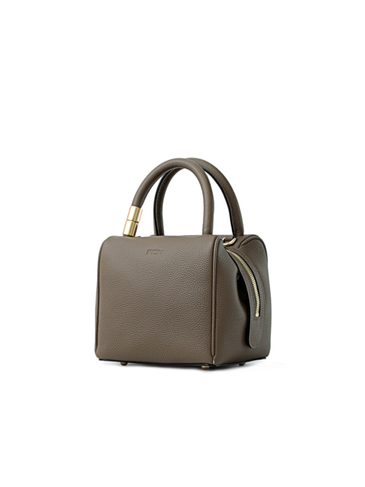 Cube Leather Top Handle Bag