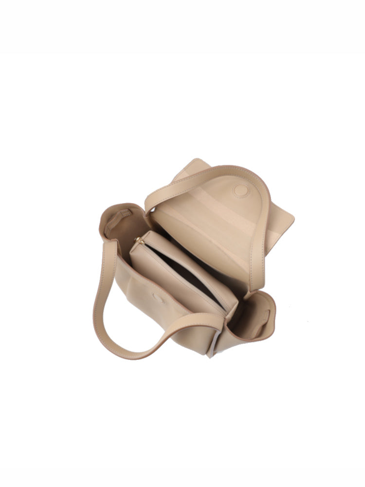 Ruched Medium Leather Tote Bag