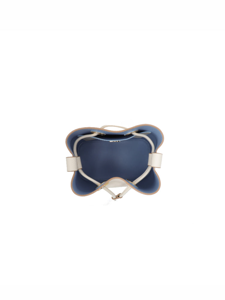 Cube Drawstring Leather Bucket Bag