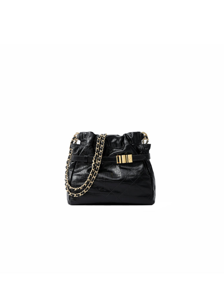 Note Chain Leather Medium Hobo Bag