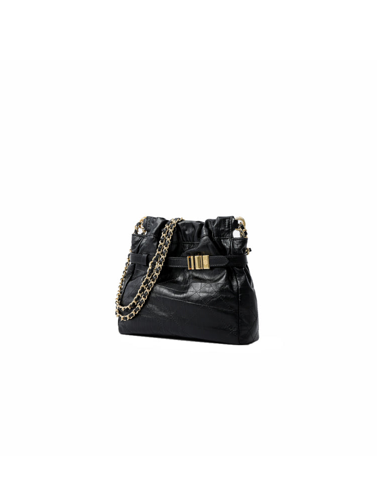 Note Chain Leather Medium Hobo Bag