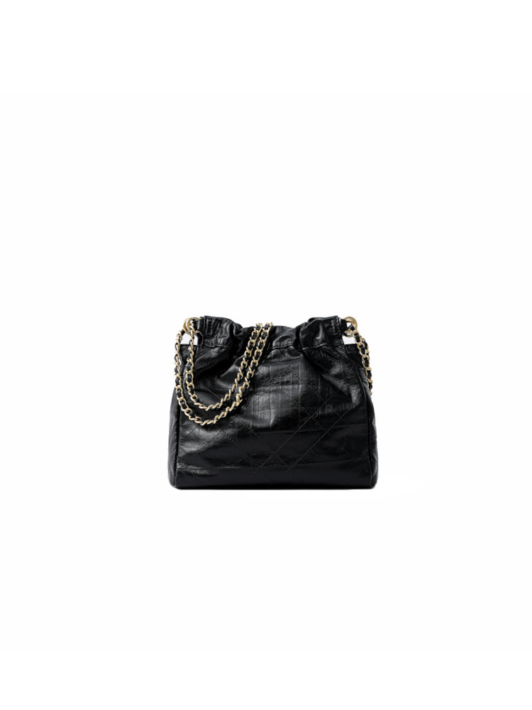 Note Chain Leather Medium Hobo Bag