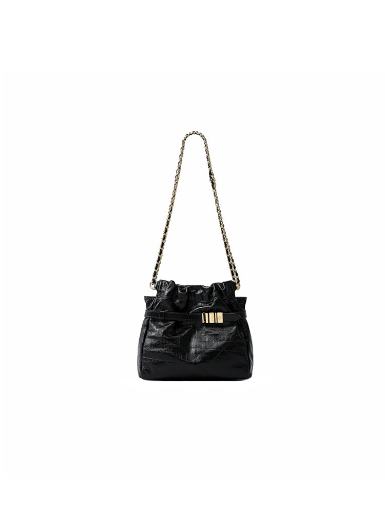 Note Chain Leather Medium Hobo Bag
