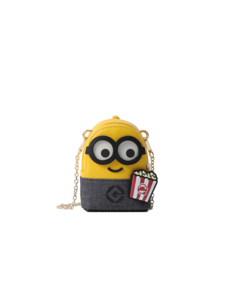 Minions Popcorn Denim with Leather Mini Crossbody & Shoulder Bag