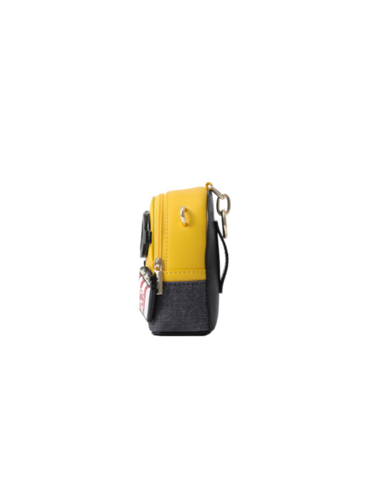 Minions Popcorn Denim with Leather Mini Crossbody & Shoulder Bag
