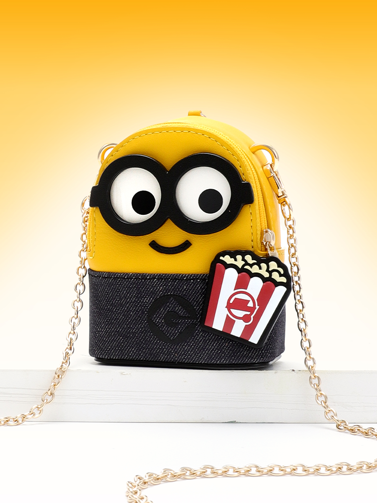 Minions Popcorn Denim with Leather Mini Crossbody & Shoulder Bag