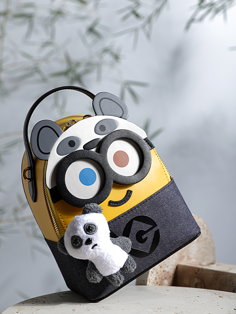 Minions Denim with Leather Backpack - Panda