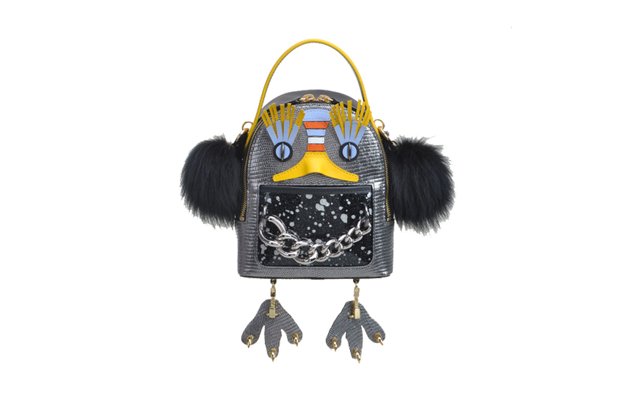 Little Mons Leather with PVC Backpack Medium
