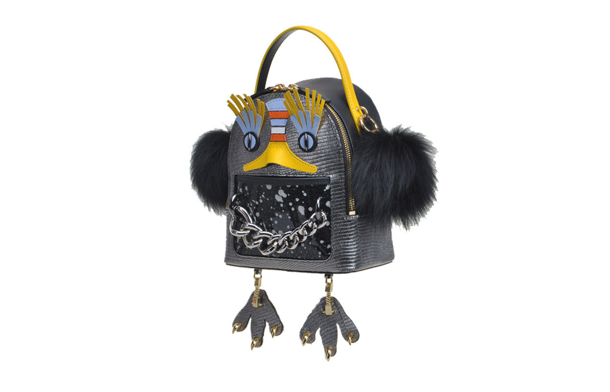 Little Mons Leather with PVC Backpack Medium