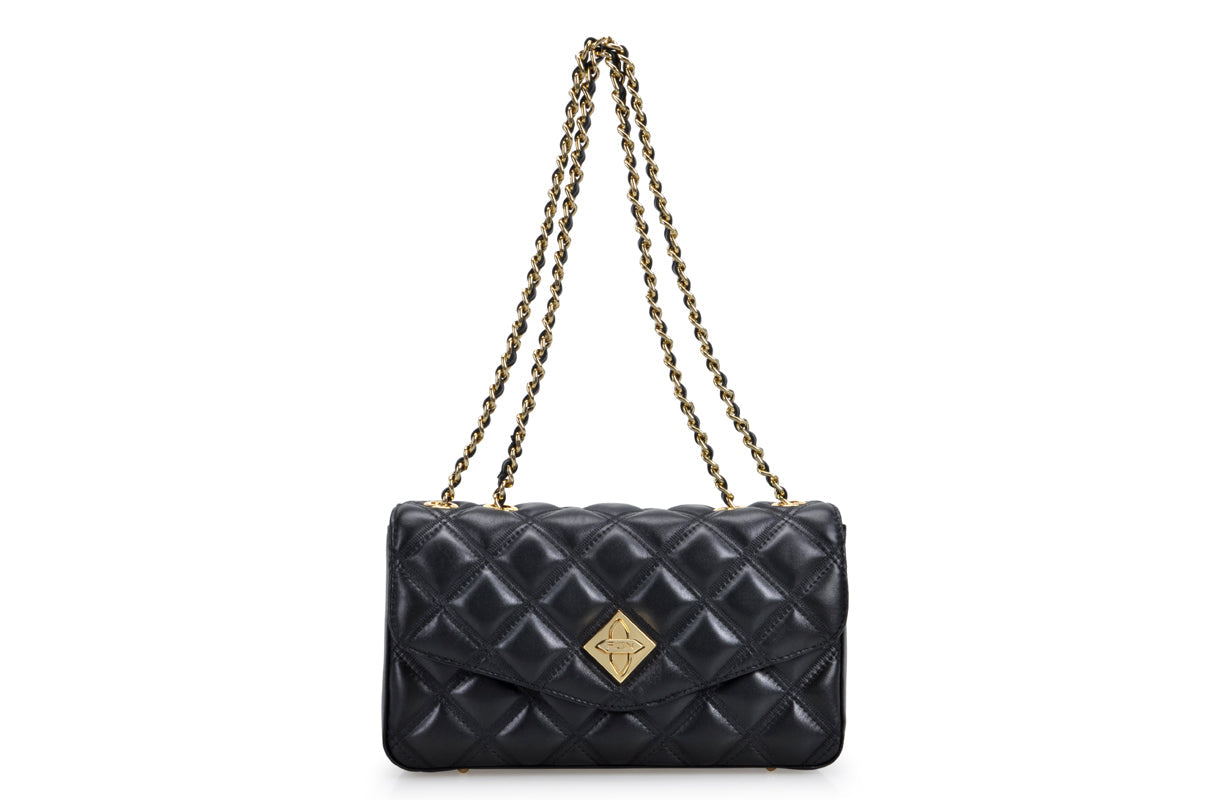 Platinum Grille Quilting Leather Crossbody & Shoulder Handbag
