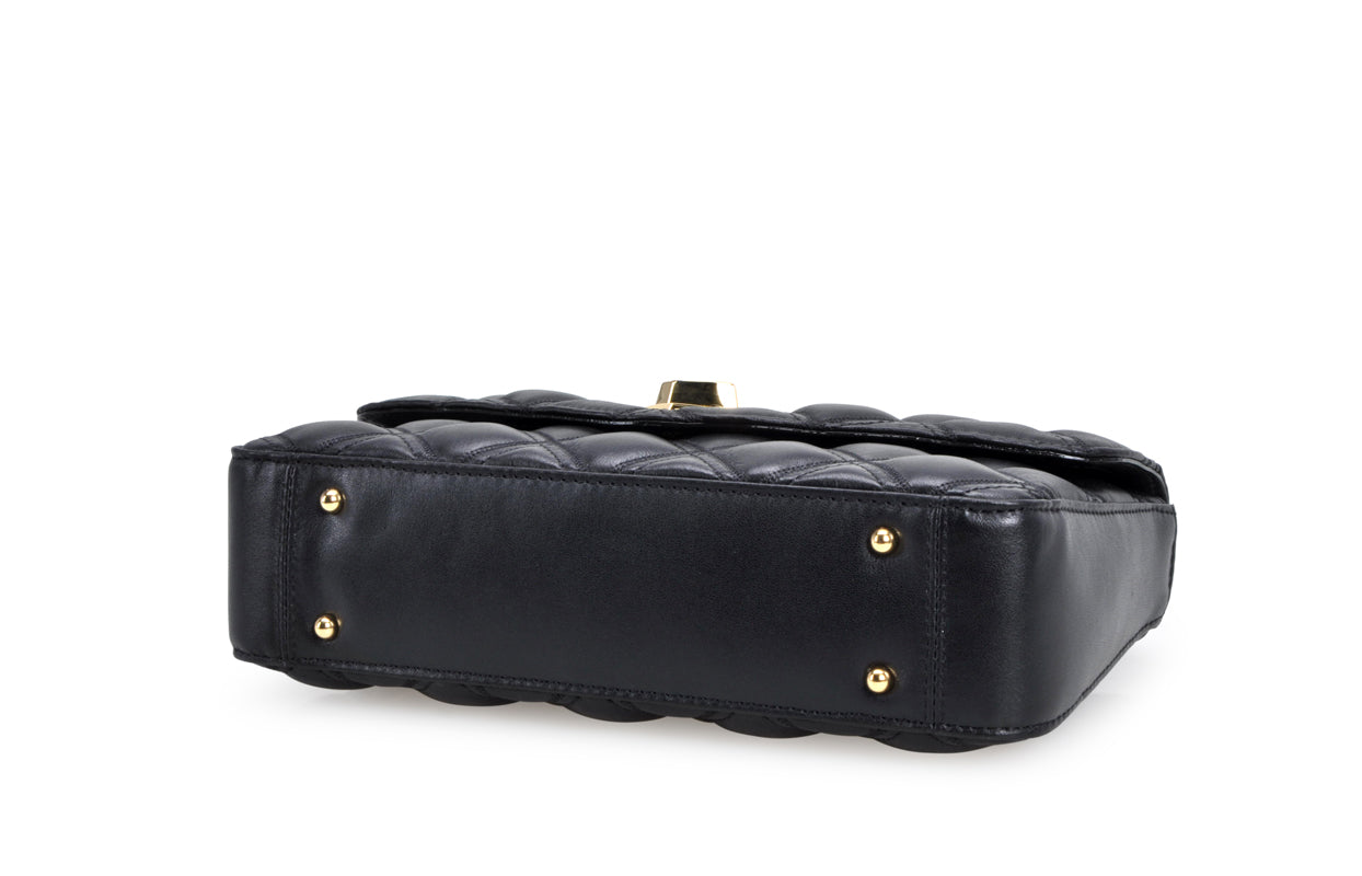 Platinum Grille Quilting Leather Crossbody & Shoulder Handbag