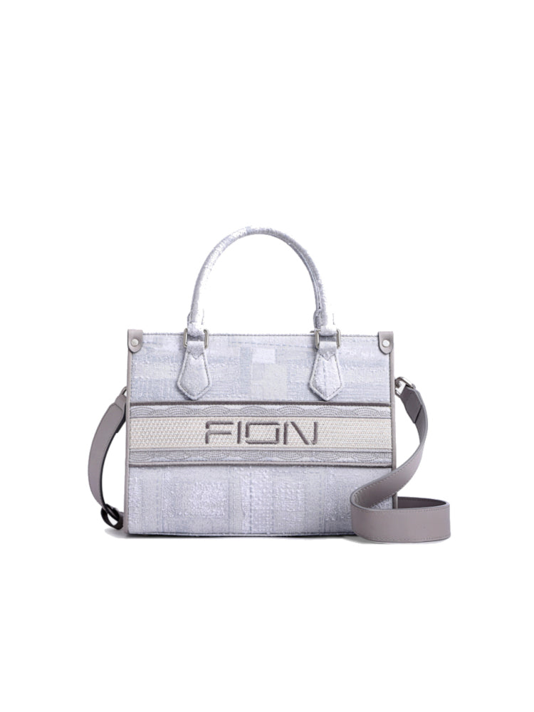 Oil Painting Jacquard with Leather Tote Bag