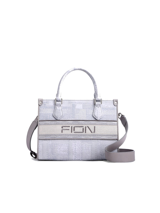 Oil Painting Jacquard with Leather Tote Bag