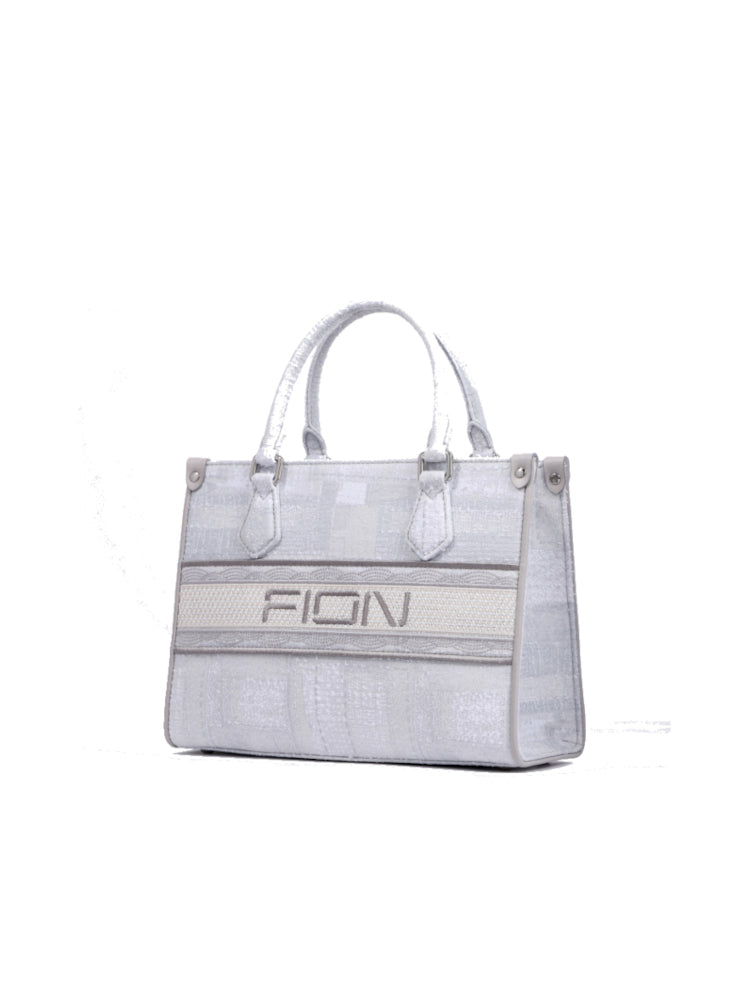 Oil Painting Jacquard with Leather Tote Bag