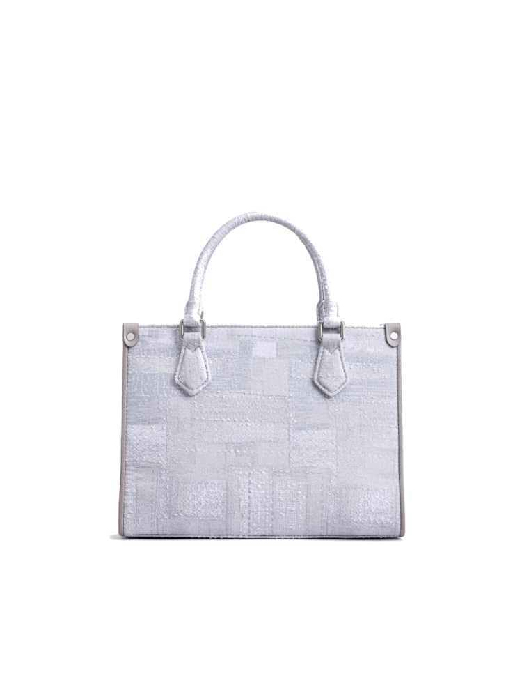 Oil Painting Jacquard with Leather Tote Bag