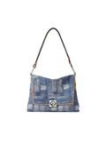 Oil Painting Large Jacquard with Leather Crossbody & Shoulder Bag
