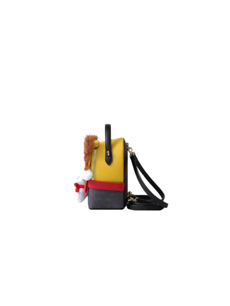 (In Stock) Minions Fur with Leather Backpack