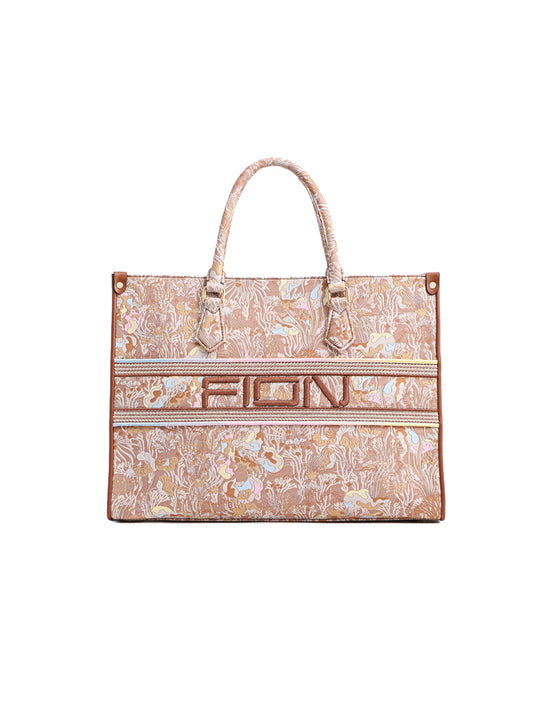 Fresco Jacquard with Leather Large Tote bag