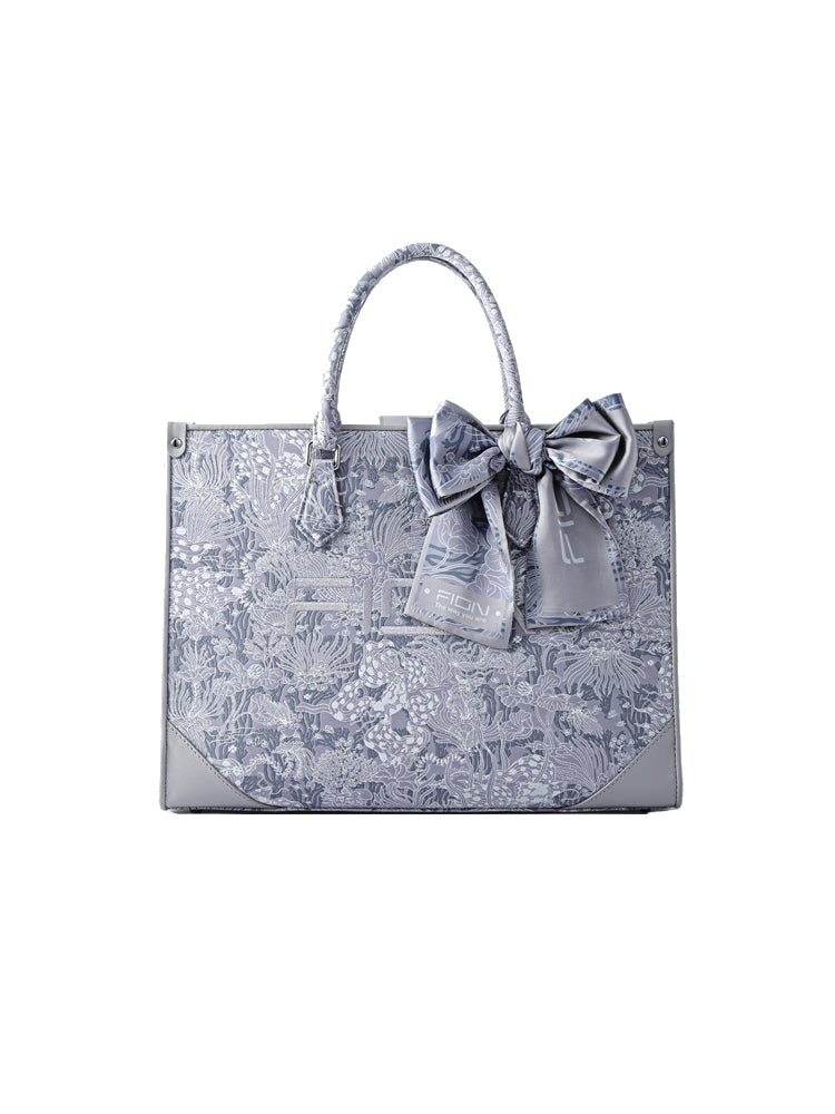 Moonlight Jacquard with Leather Large Tote bag