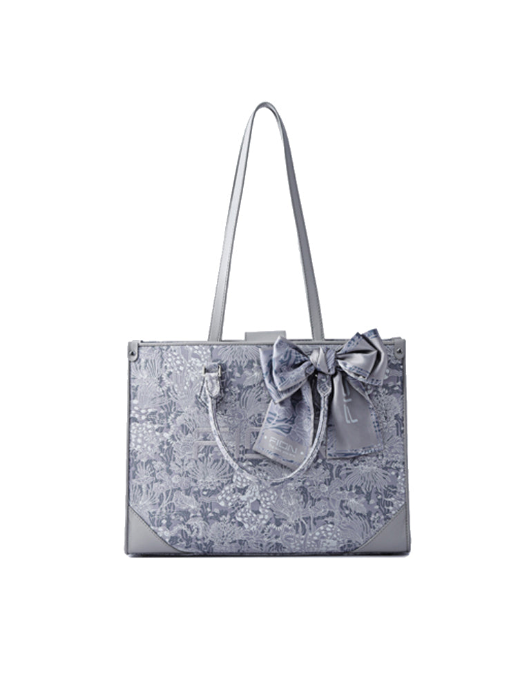 Moonlight Jacquard with Leather Large Tote bag