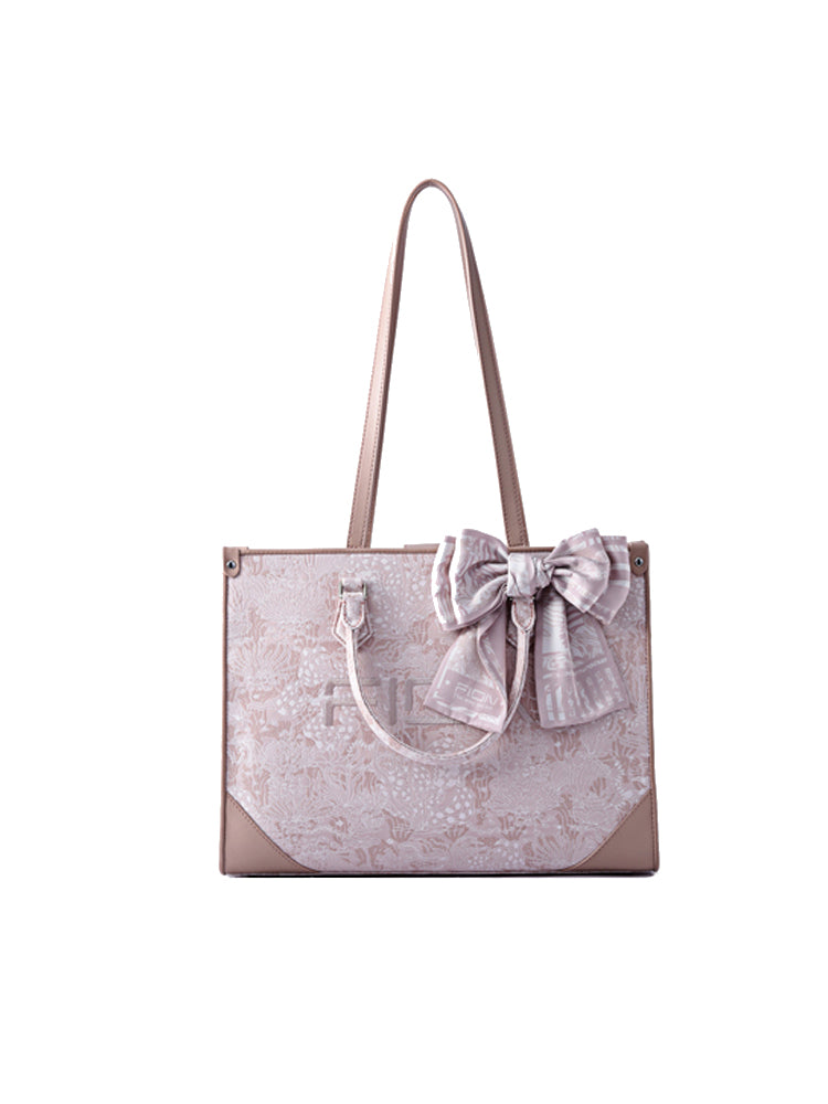 Heartbeat Jacquard with Leather Large Tote bag