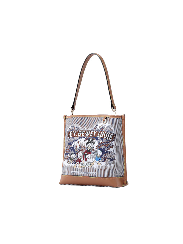 Donald Duck Jacquard with Leather Bucket Bag