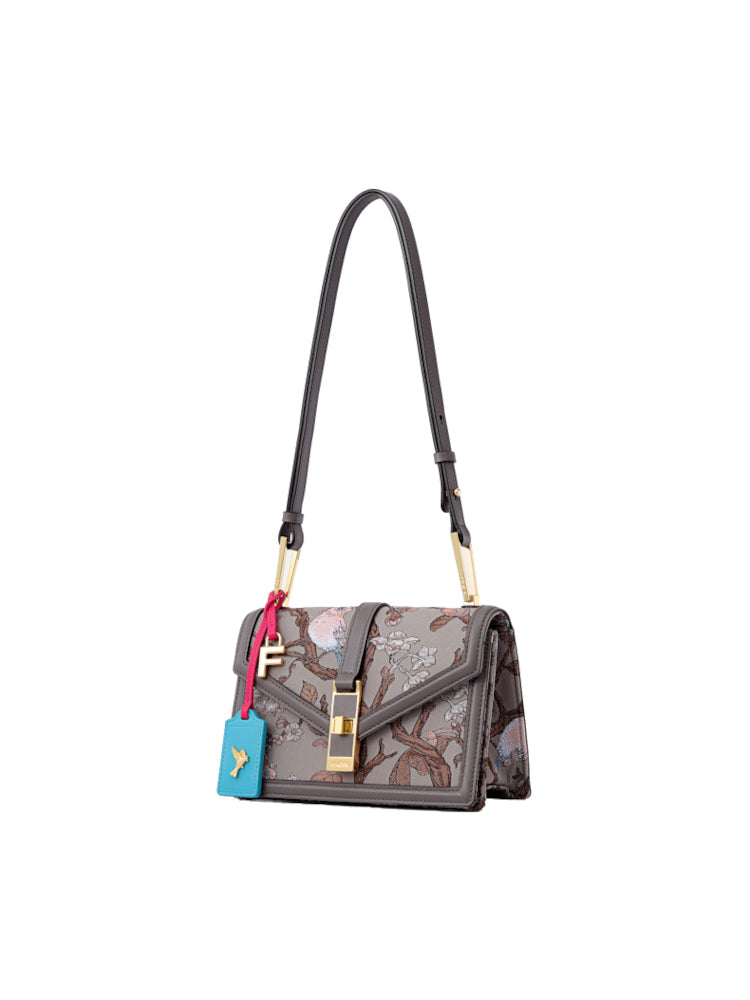 Birds Jacquard with Cow Leather Crossbody & Shoulder Bag
