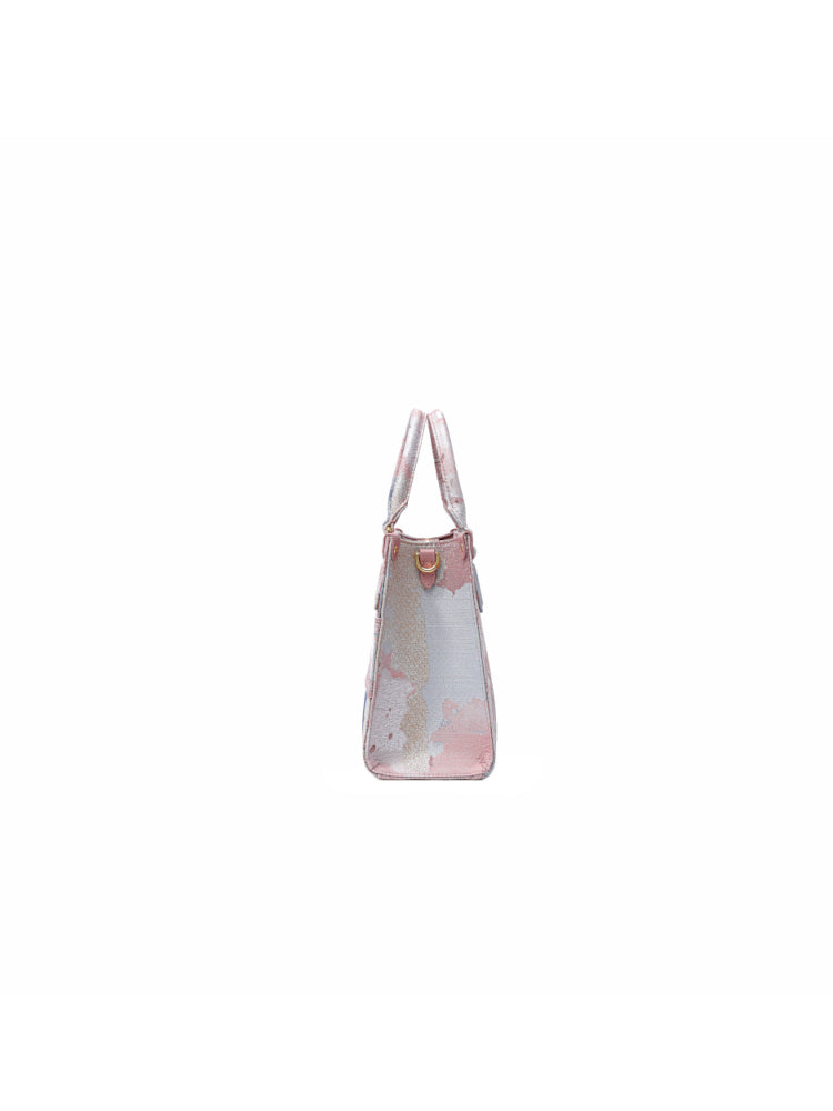 Fantasy Jacquard with Leather Medium Tote Bag