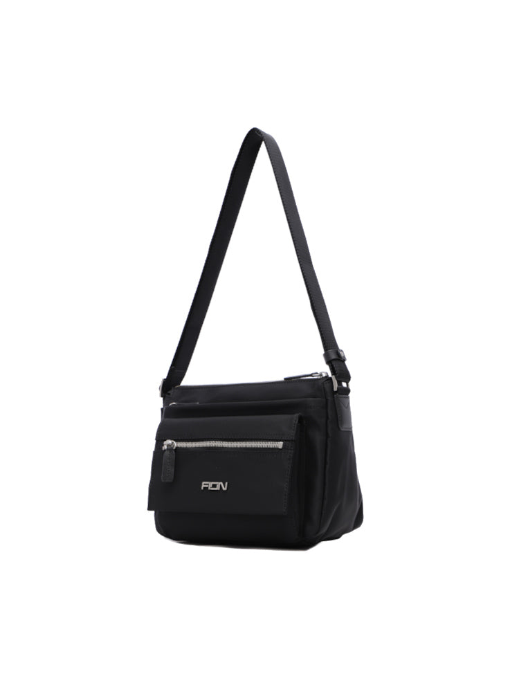 Nylon with Leather Shoulder Bag