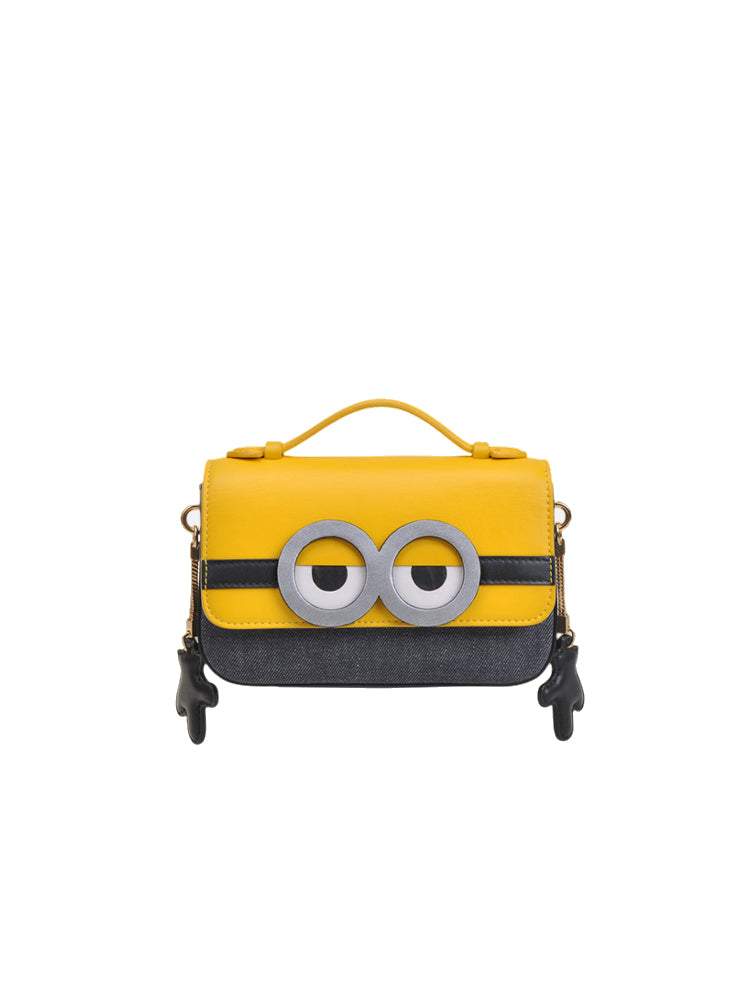 Minions Denim with Leather Crossbody & Shoulder Handbag