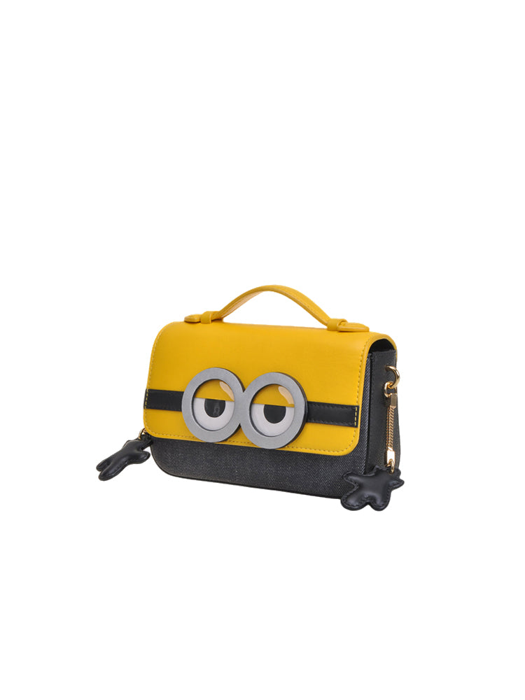 Minions Denim with Leather Crossbody & Shoulder Handbag