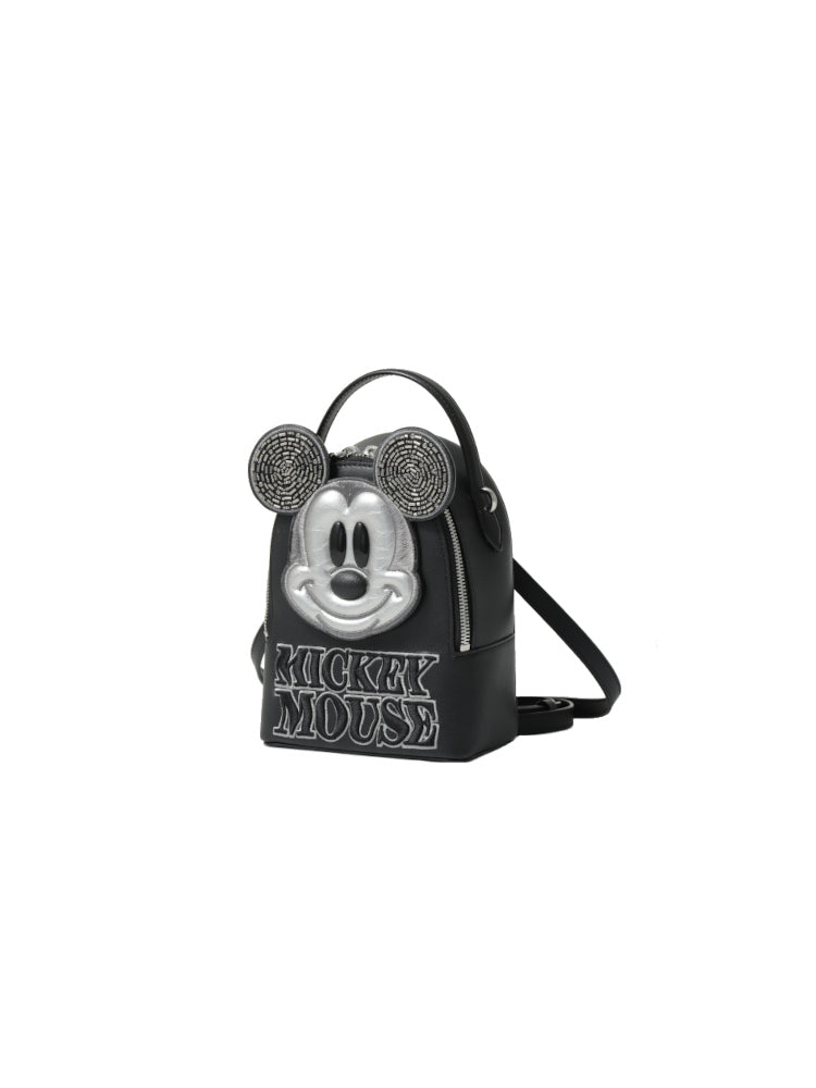 Mickey Mouse Black Embroidered Leather Backpack – FION ASIA