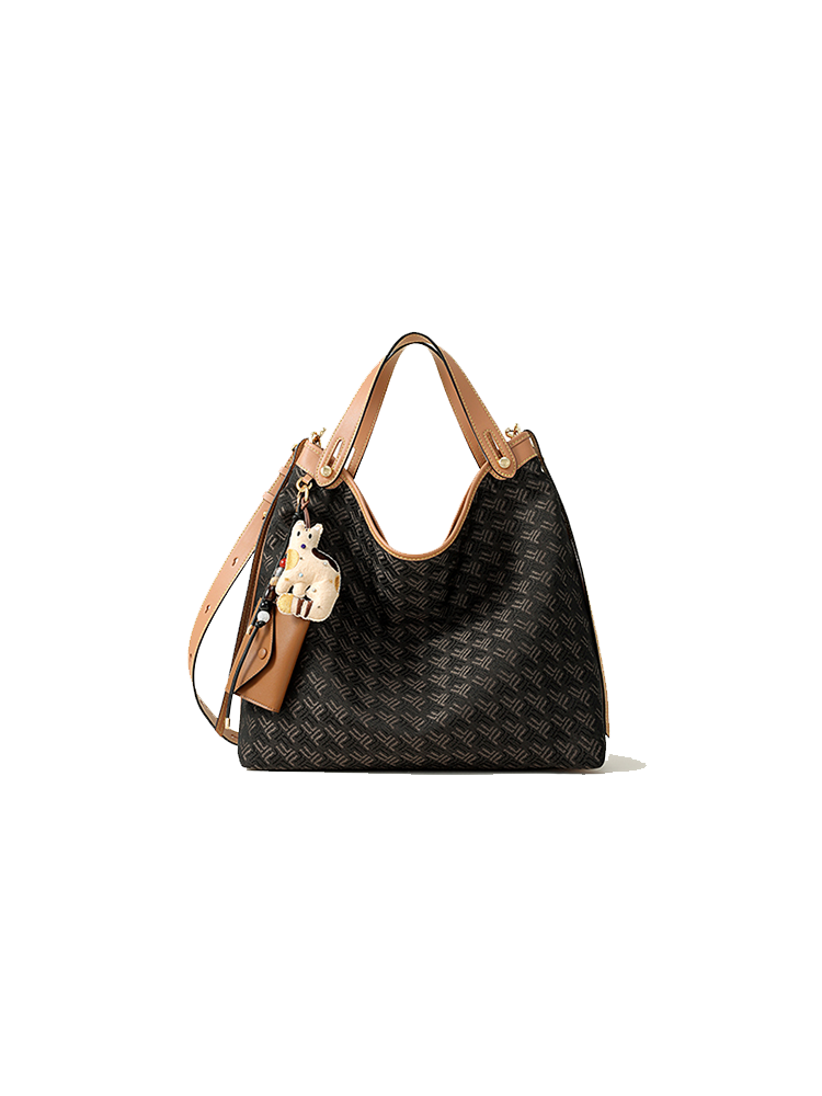 FION Palace Jacquard with Leather Handbag