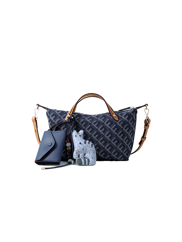 FION Palace Jacquard with Leather Mini Bag