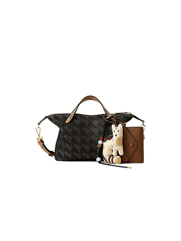 FION Palace Jacquard with Leather Mini Bag