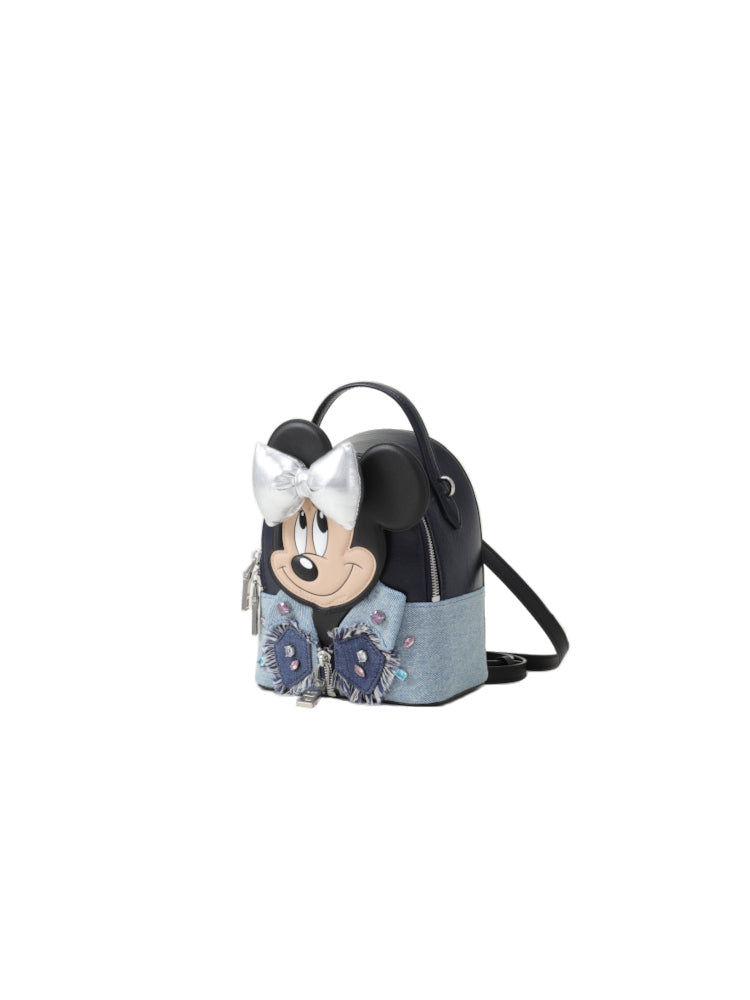 Minnie Mouse Denim with Leather Backpack