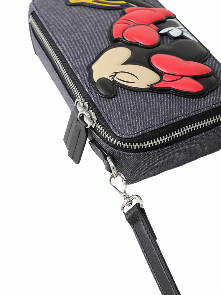 Minnie Mouse Denim with Leather Mobile Phone Bag