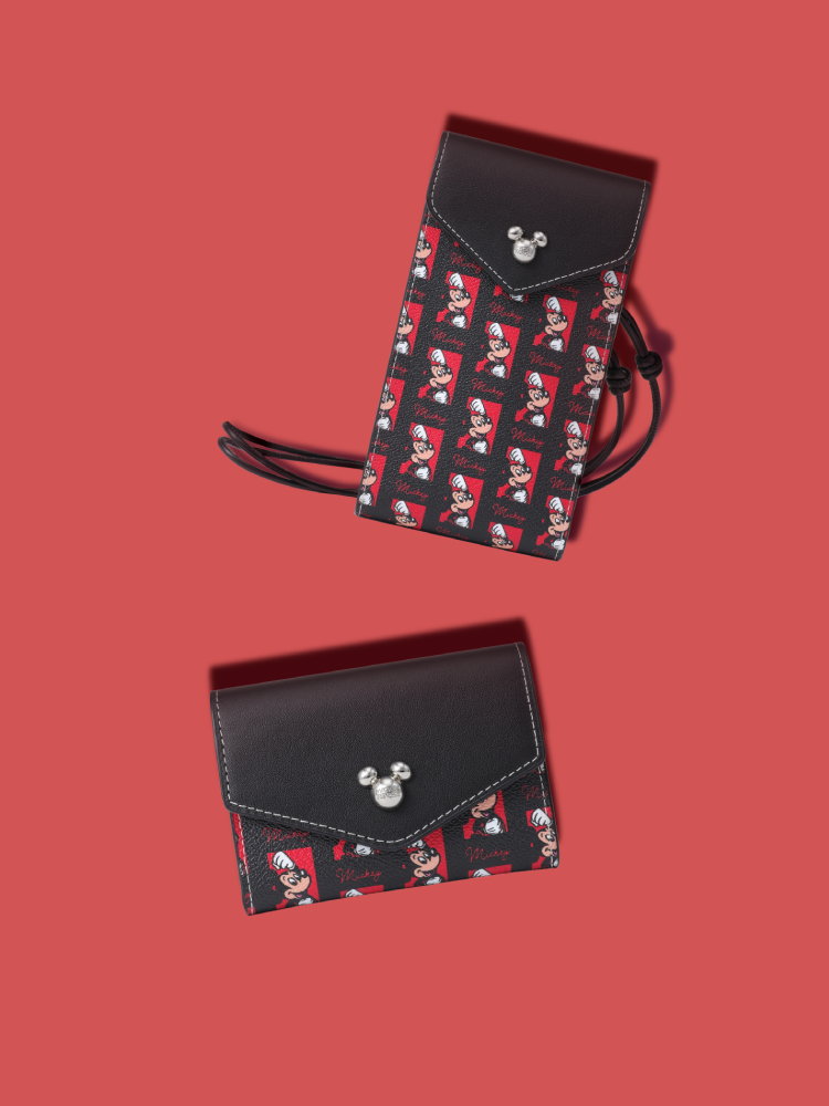 Mickey Mosue PVC with Leather Short Wallet
