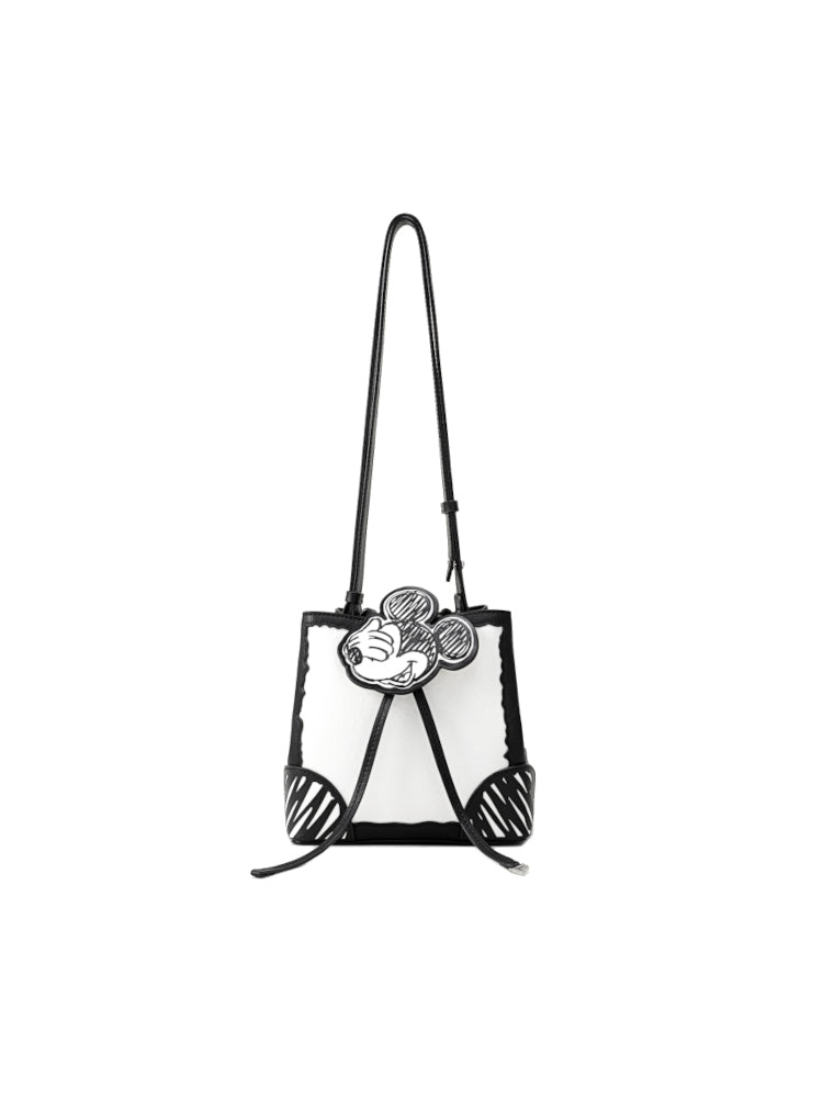 Mickey Mouse Black & White Leather Hobo Bag